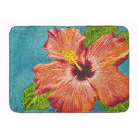 Carolines Treasures Coral Hibiscus by Malenda Trick Machine Washable Memory Foam Mat TMTR0316RUG